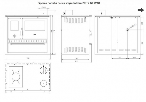 PRITY GT W10 FI S DR, nerezová trouba, slonová kost, levá